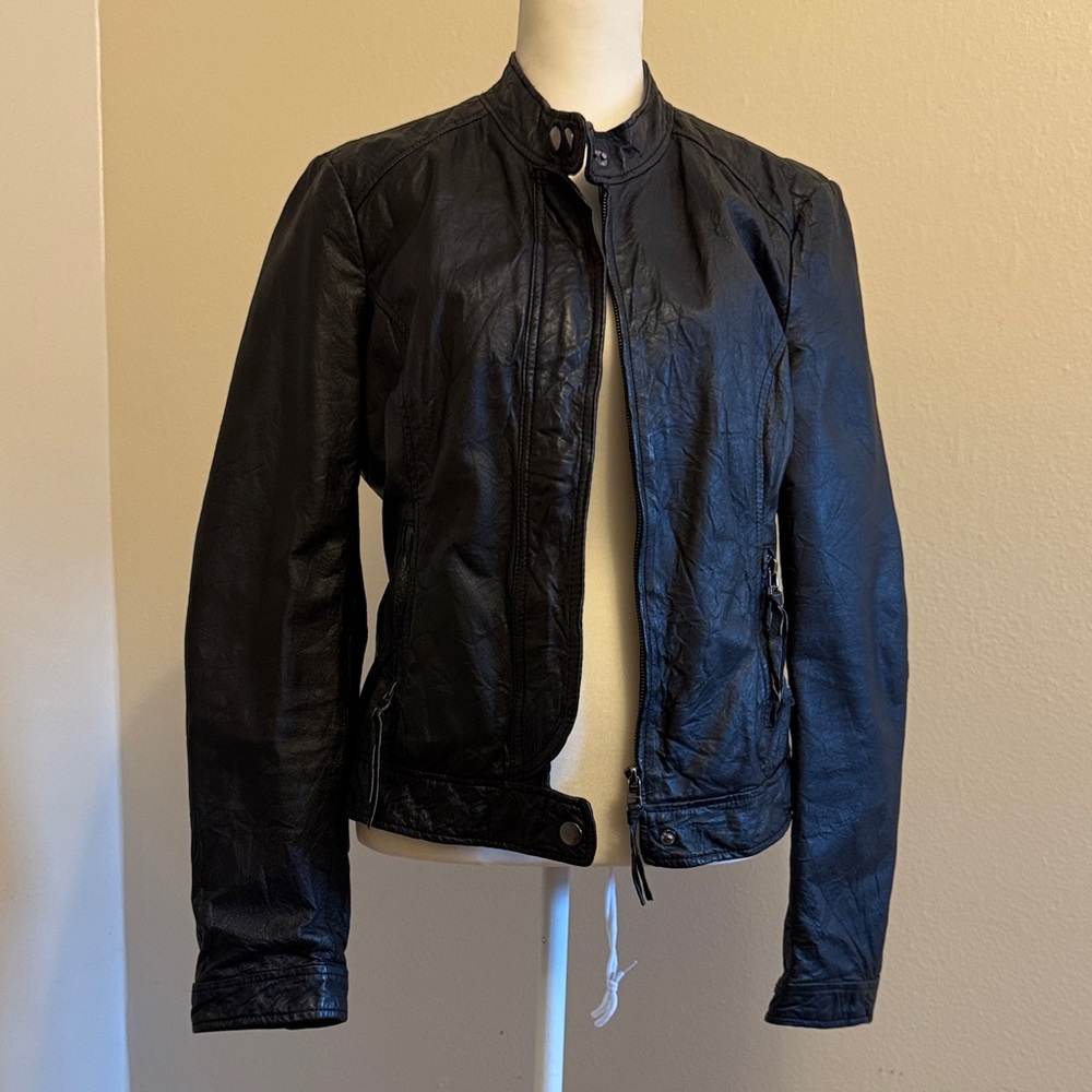 BB Dakota Black Leather Moto Jacket